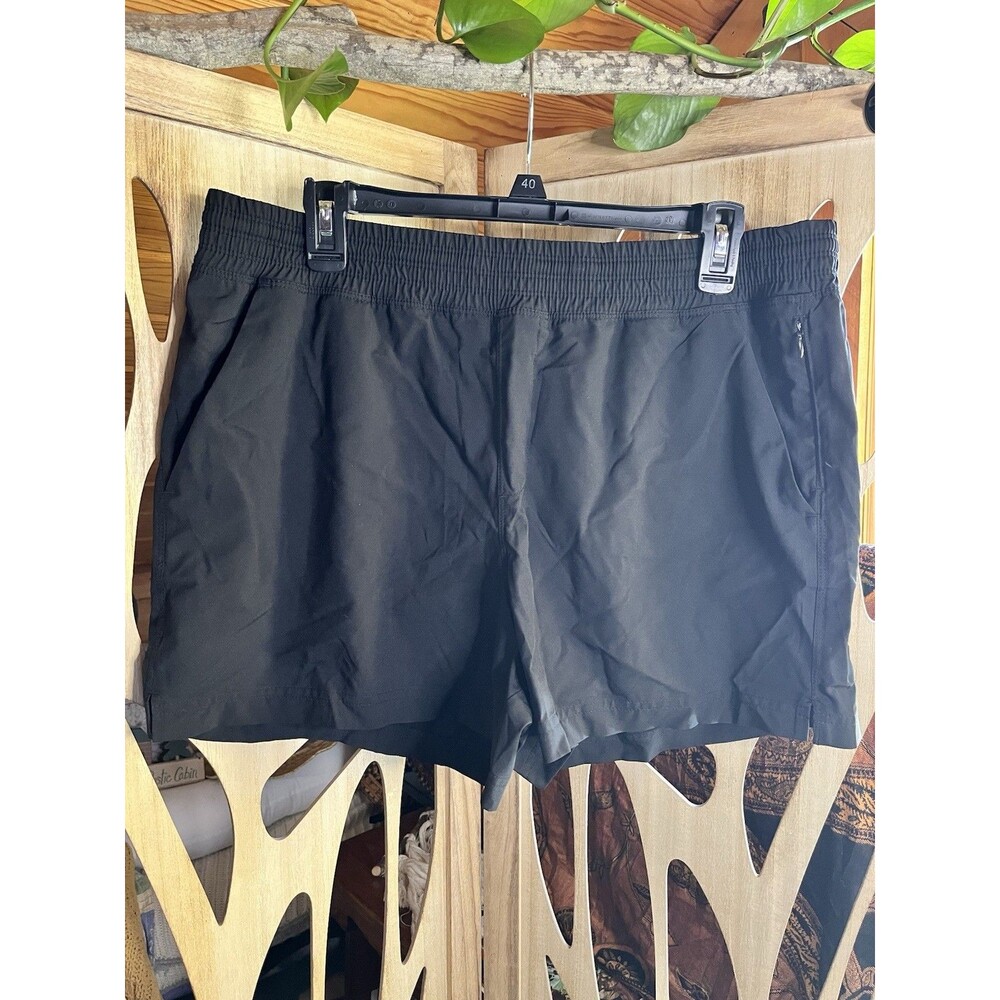 STRETCHTECH Women’s Running Shorts L Black Pockets Zipper Pocket Drawstring